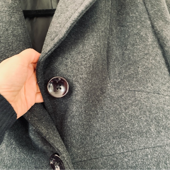 Wool Blend Jacket Grey Mid-Length Single Breasted Coat Anne Klein Extra Small - Picture 5 of 13